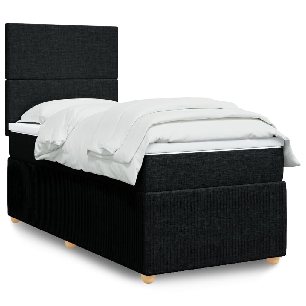 Box Spring Postel S Matrací Černá Textil Černá