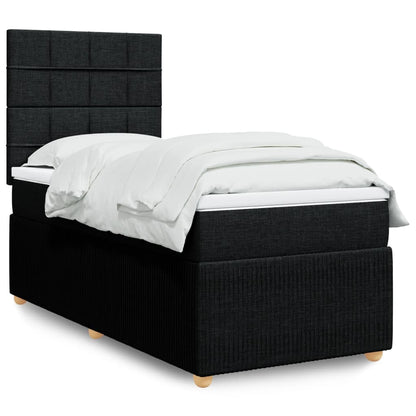 Box Spring Postel S Matrací Černá Textil Černá