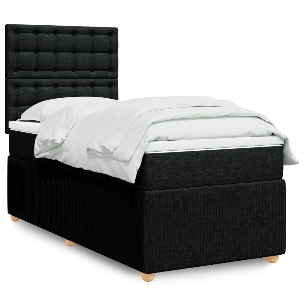 Box Spring Postel S Matrací Černá Textil Černá