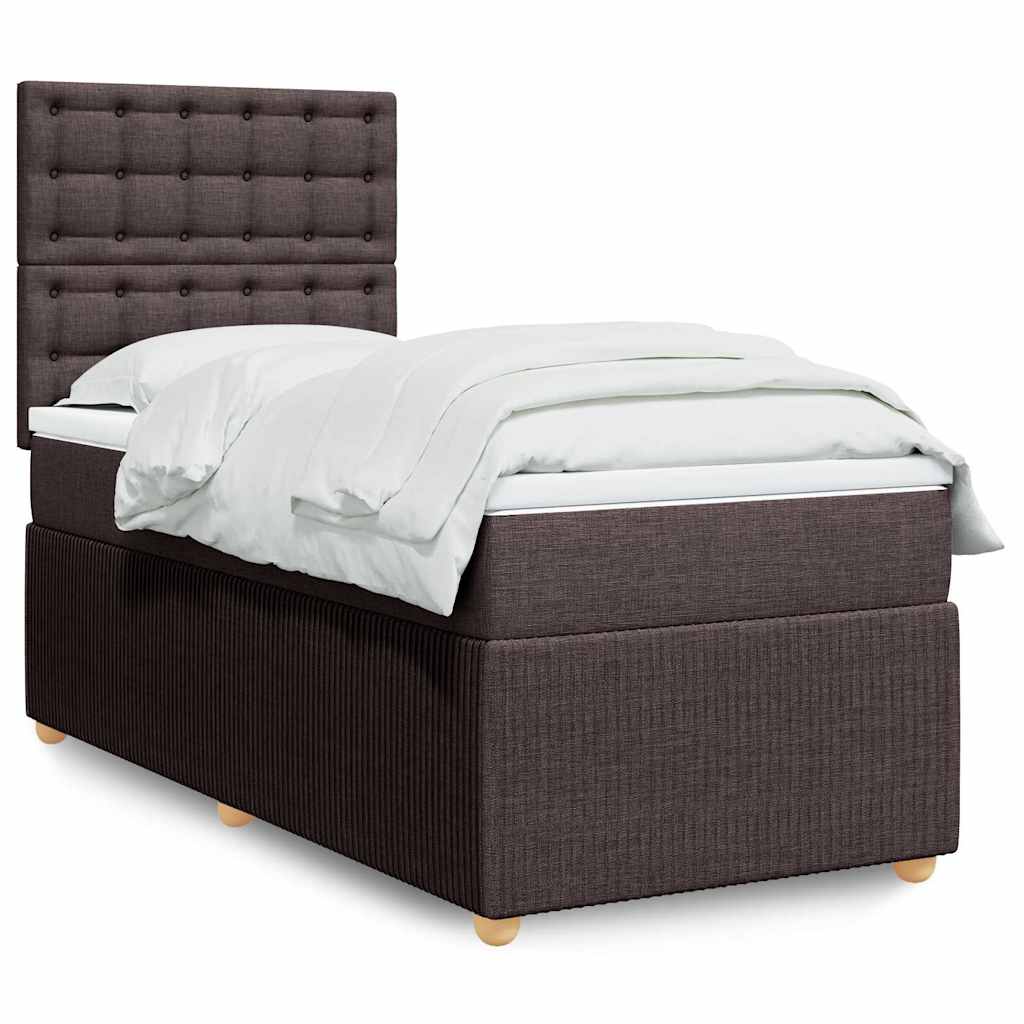Box Spring Postel S Matrací Textil Tmavě Hnědá