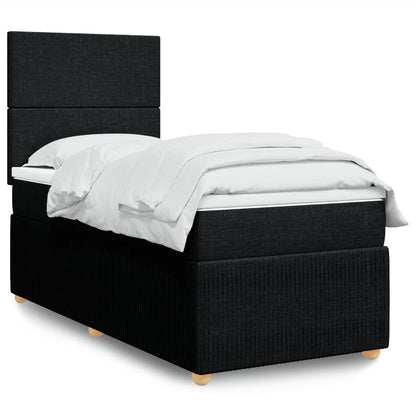 Box Spring Postel S Matrací Černá Textil Černá