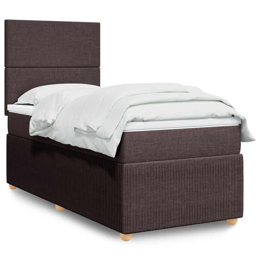 Box Spring Postel S Matrací Textil Tmavě Hnědá