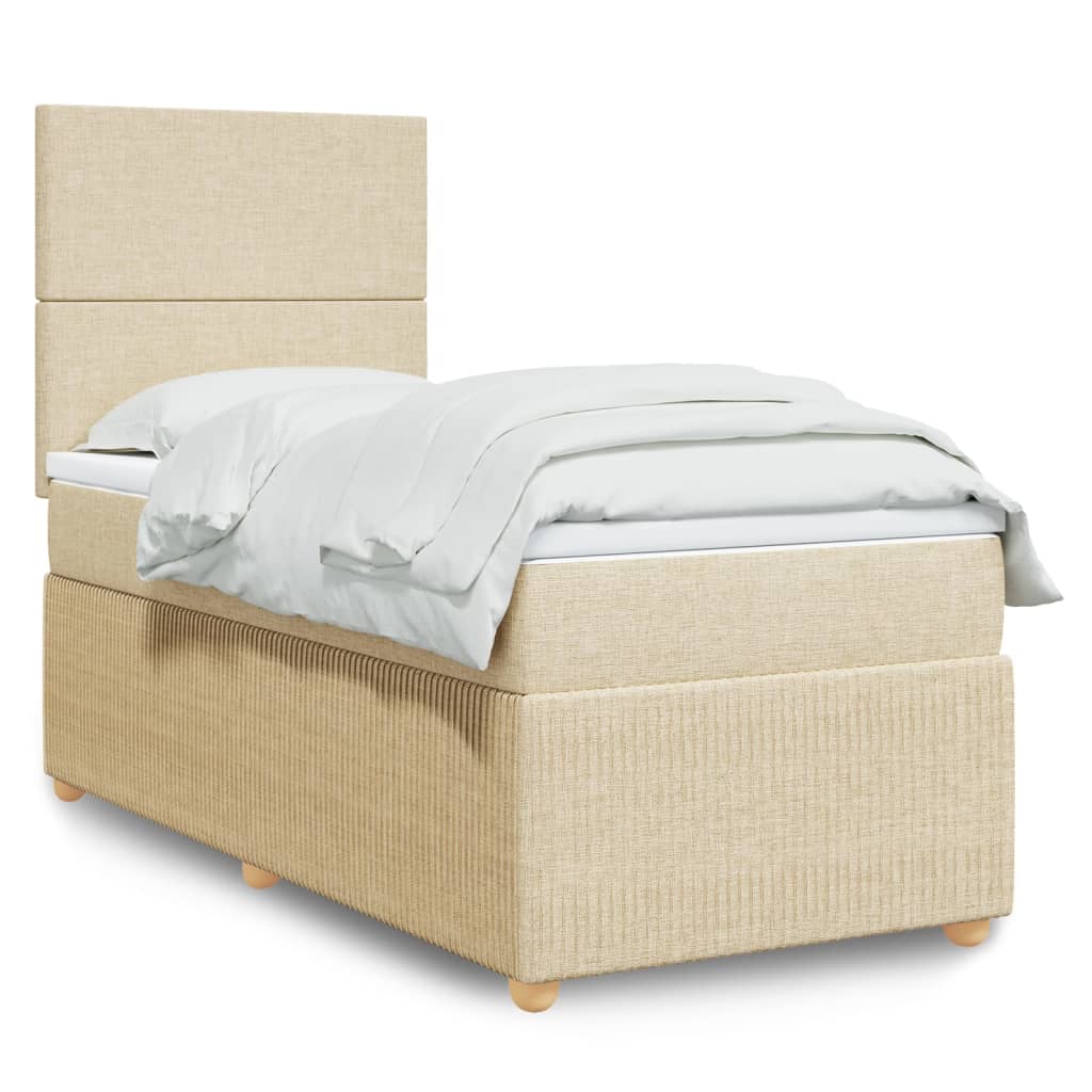 Box Spring Postel S Matrací Textil Krémová