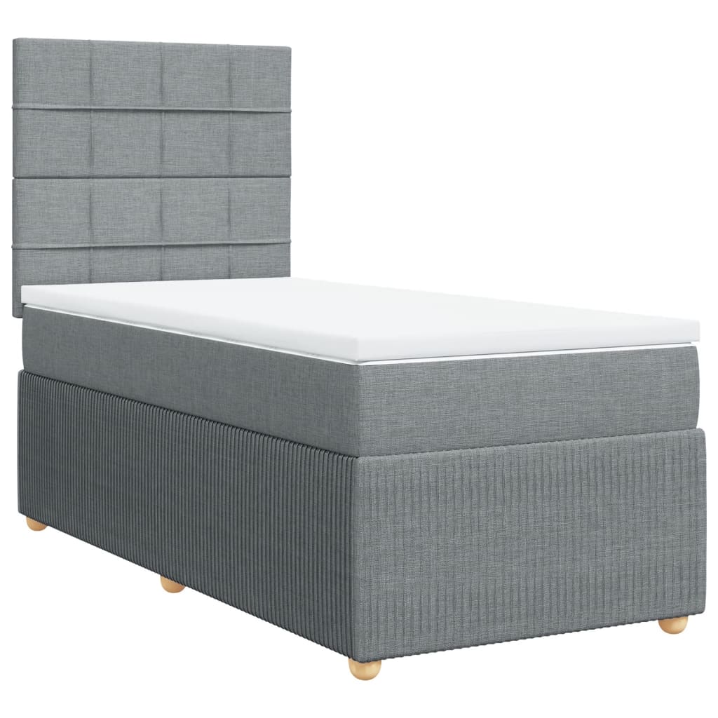Box Spring Postel S Matrací Textil Světle Šedá