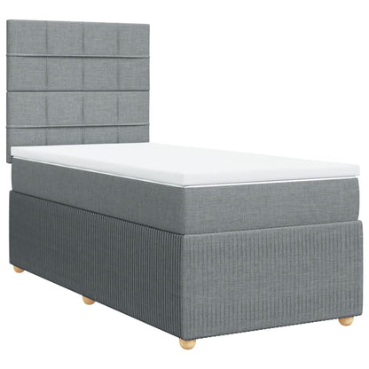 Box Spring Postel S Matrací Textil Světle Šedá