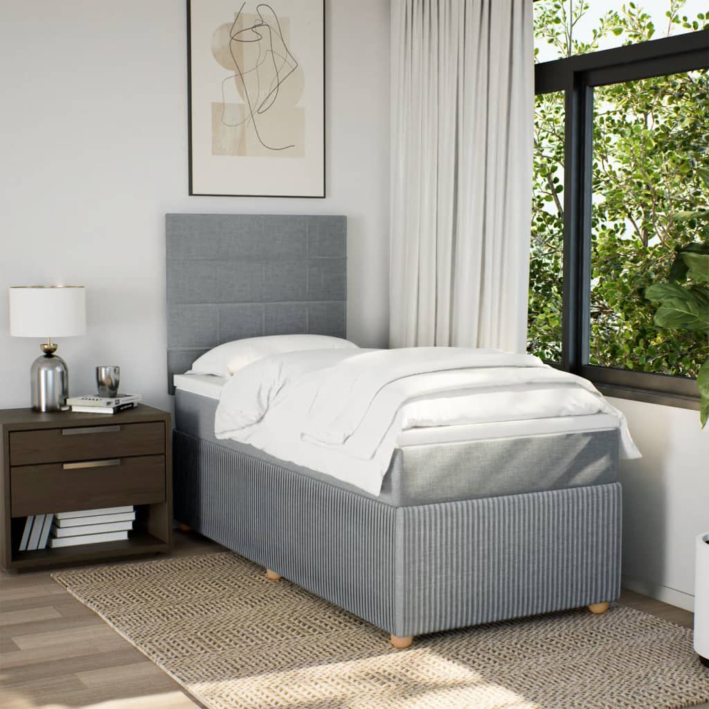 Box Spring Postel S Matrací Textil Světle Šedá