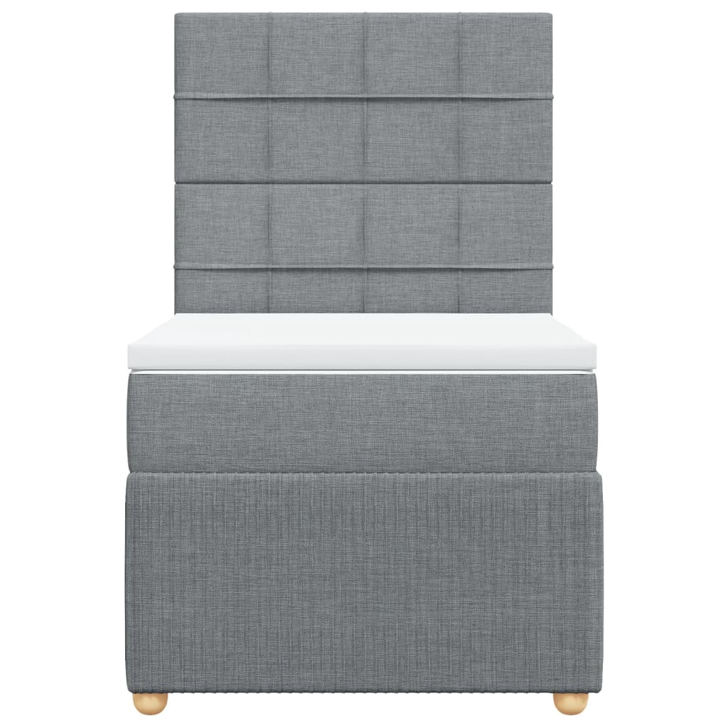 Box Spring Postel S Matrací Textil Světle Šedá