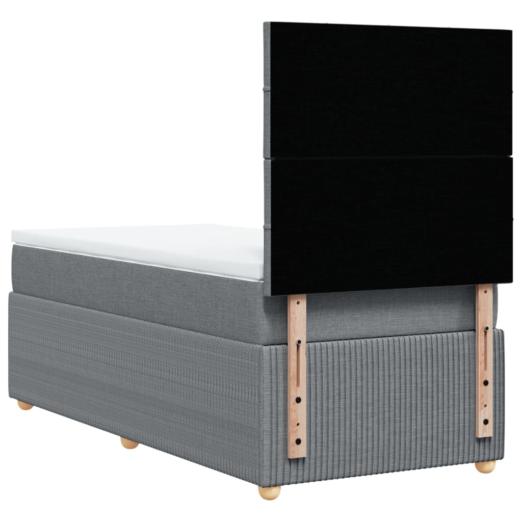 Box Spring Postel S Matrací Textil Světle Šedá