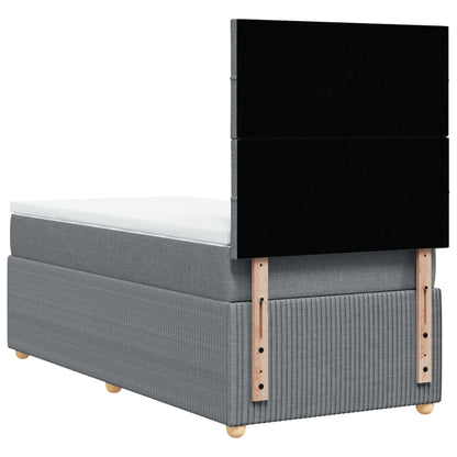 Box Spring Postel S Matrací Textil Světle Šedá