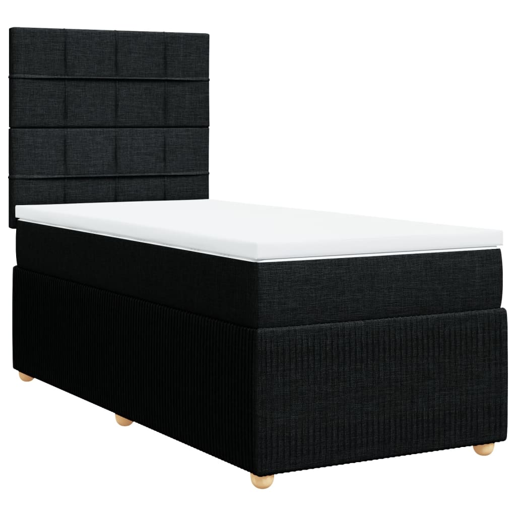 Box Spring Postel S Matrací Černá Textil Černá