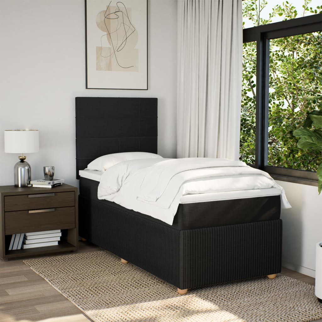 Box Spring Postel S Matrací Černá Textil Černá