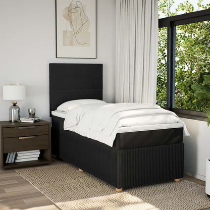 Box Spring Postel S Matrací Černá Textil Černá