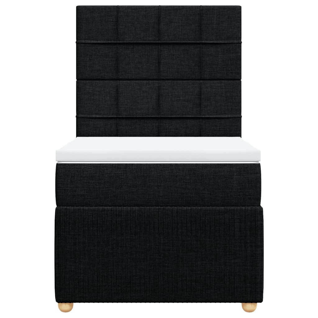 Box Spring Postel S Matrací Černá Textil Černá