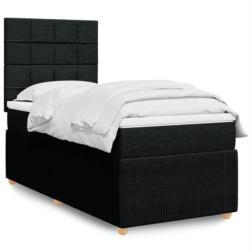 Box Spring Postel S Matrací Černá Textil Černá