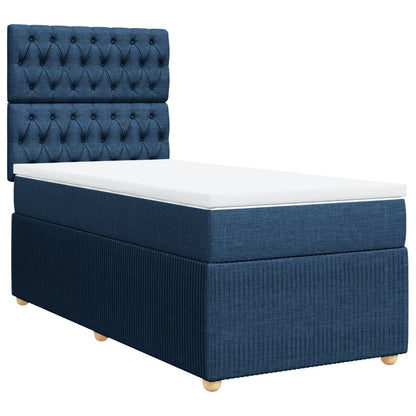Box Spring Postel S Matrací Textil Modrá