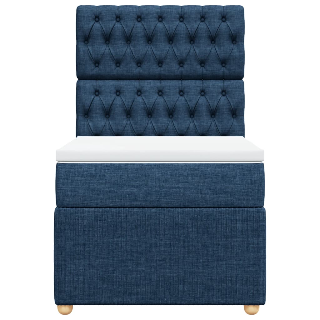 Box Spring Postel S Matrací Textil Modrá