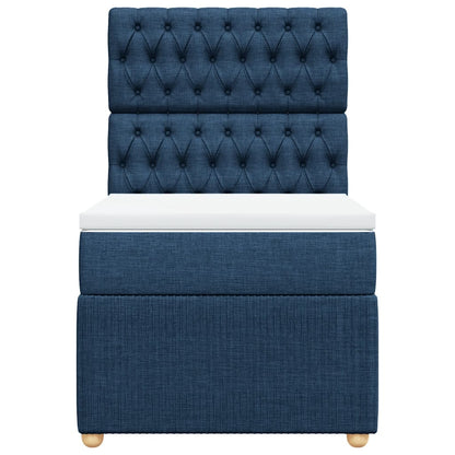 Box Spring Postel S Matrací Textil Modrá