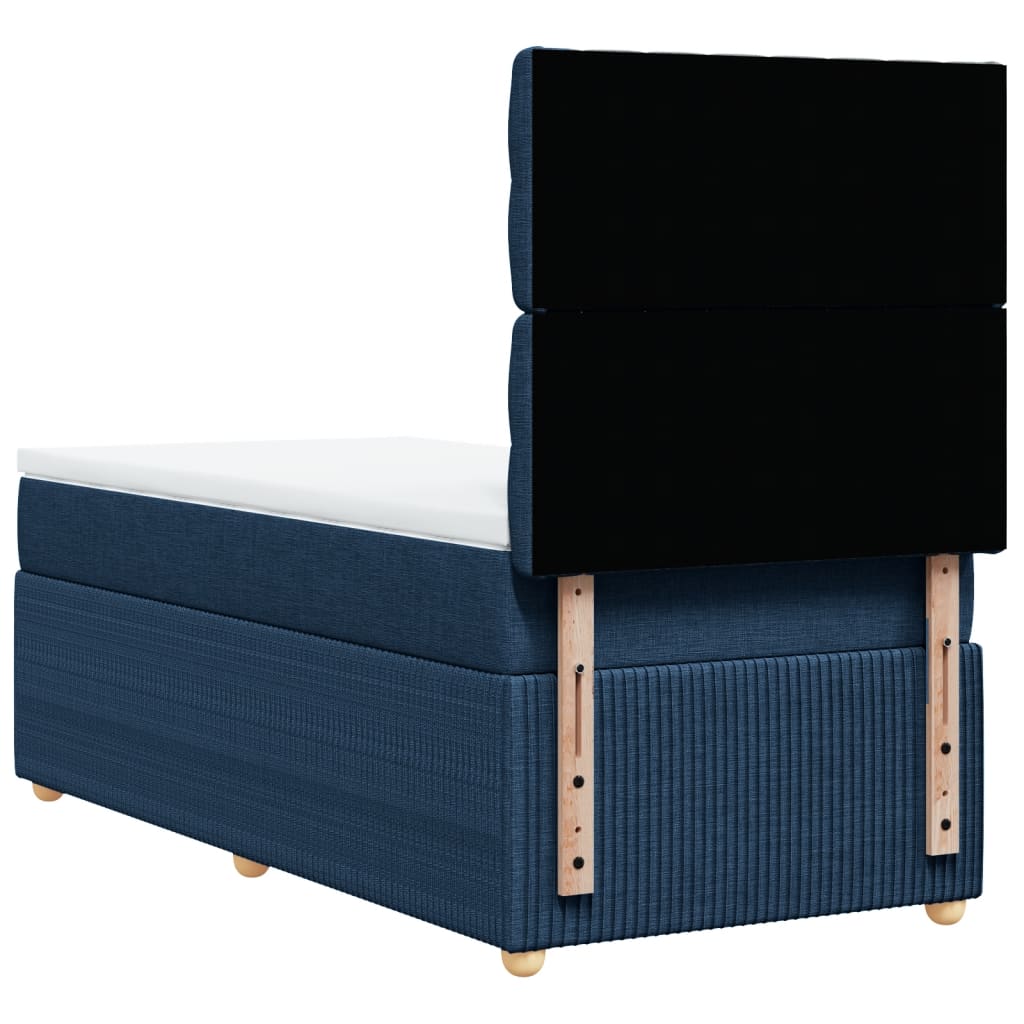 Box Spring Postel S Matrací Textil Modrá