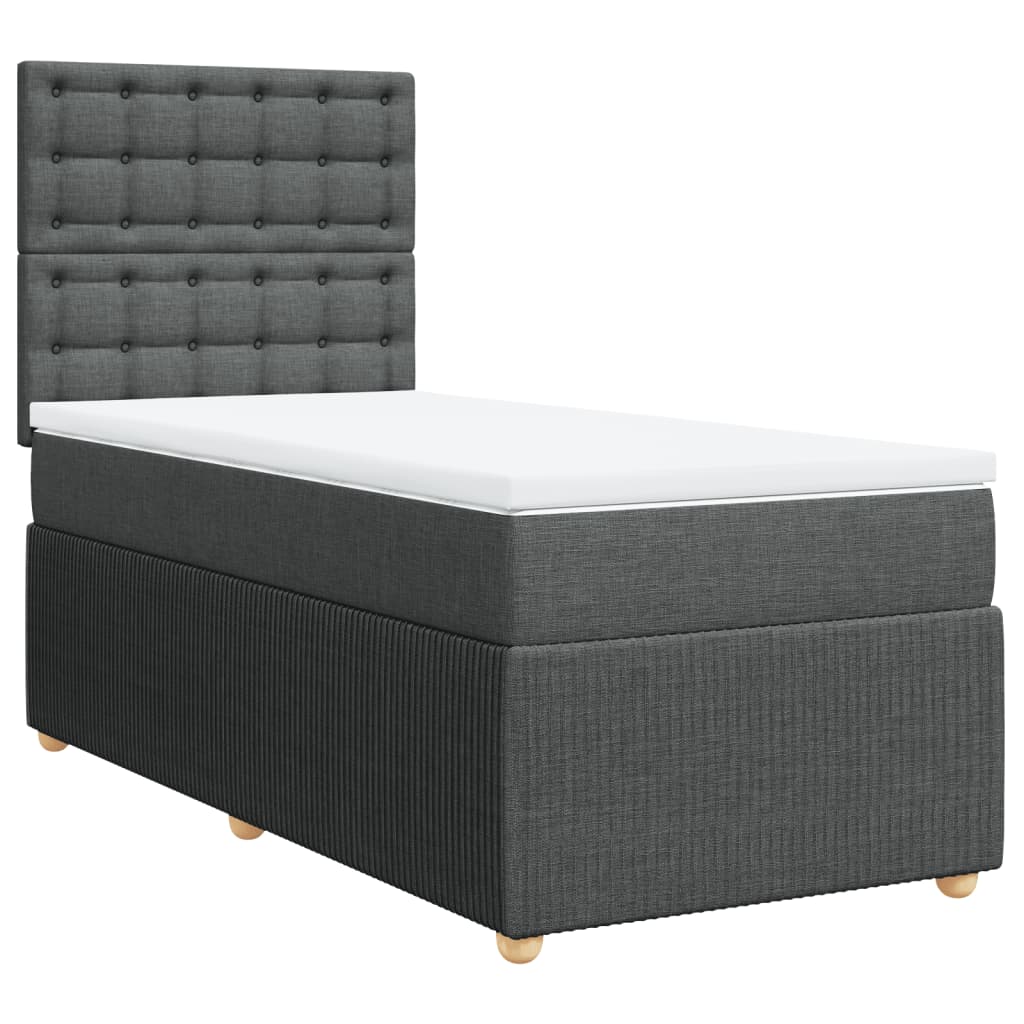 Box Spring Postel S Matrací Textil Tmavě Šedá
