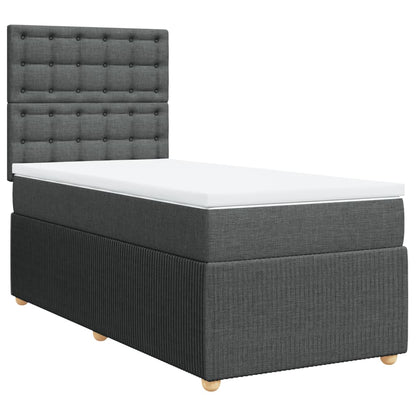 Box Spring Postel S Matrací Textil Tmavě Šedá