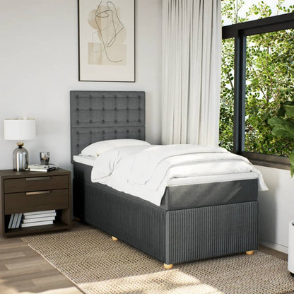 Box Spring Postel S Matrací Textil Tmavě Šedá
