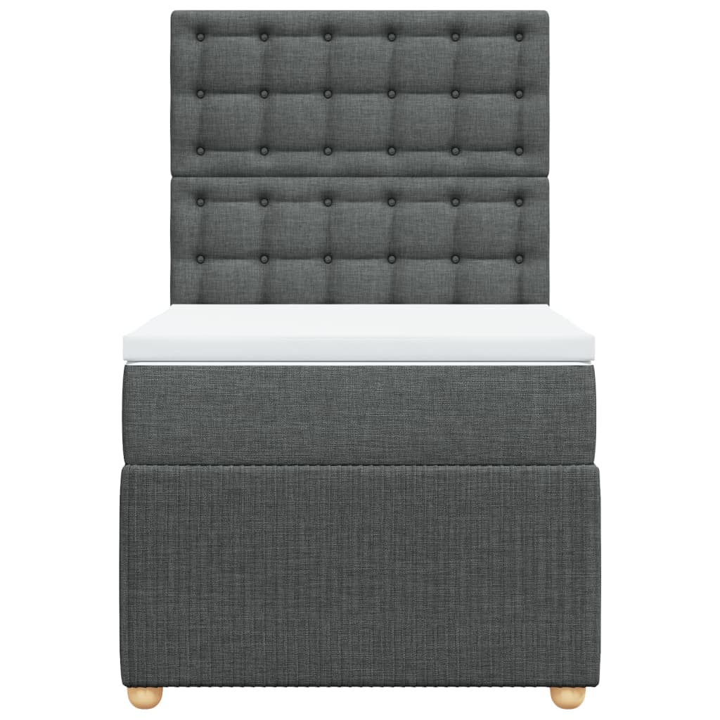 Box Spring Postel S Matrací Textil Tmavě Šedá