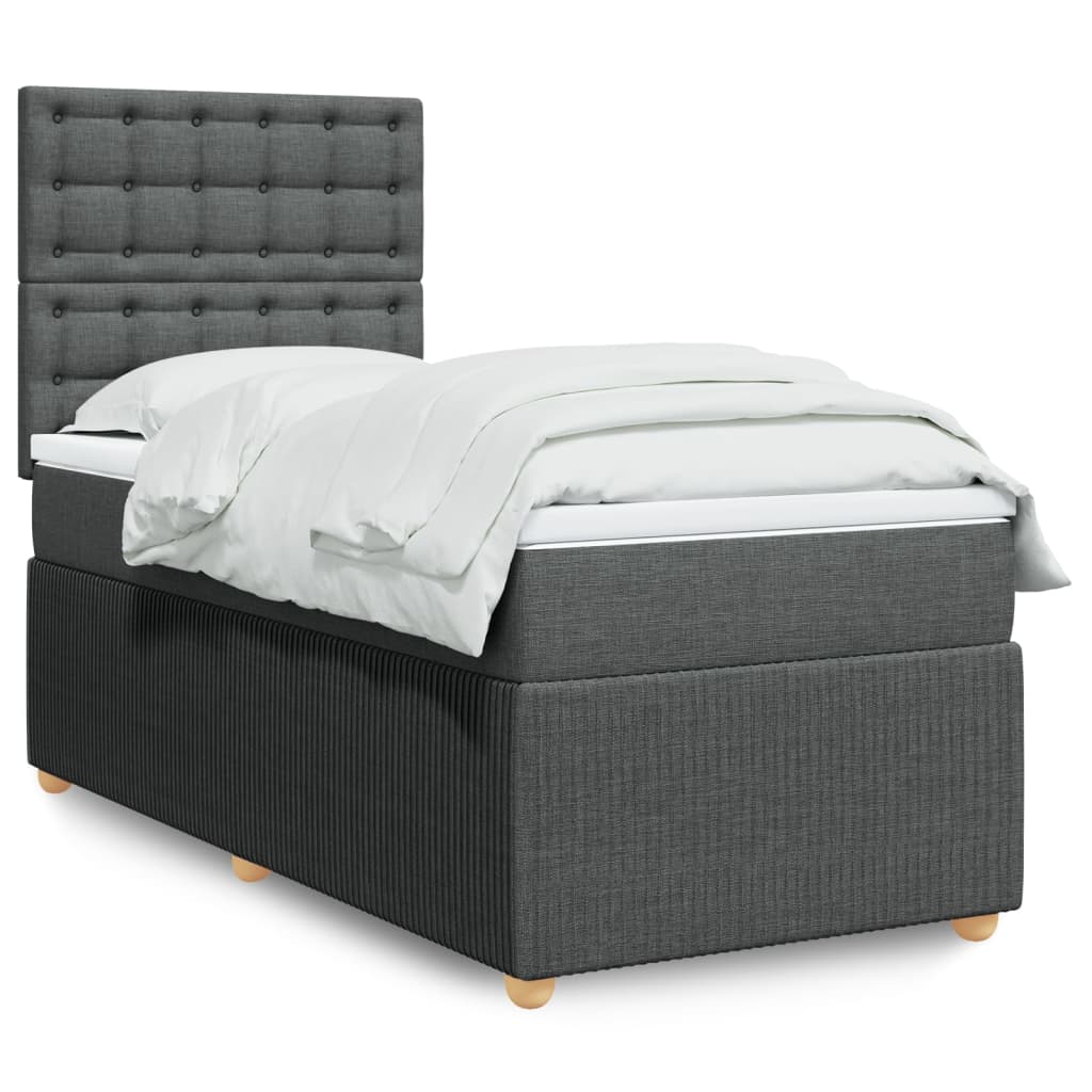 Box Spring Postel S Matrací Textil Tmavě Šedá