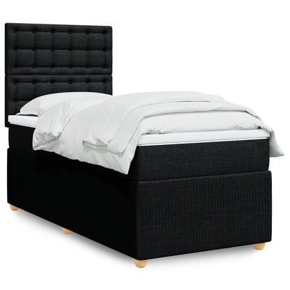 Box Spring Postel S Matrací Černá Textil Černá