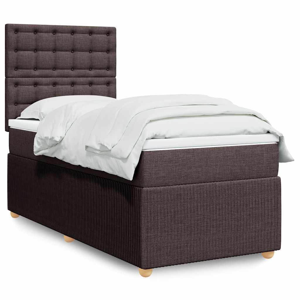 Box Spring Postel S Matrací Textil Tmavě Hnědá