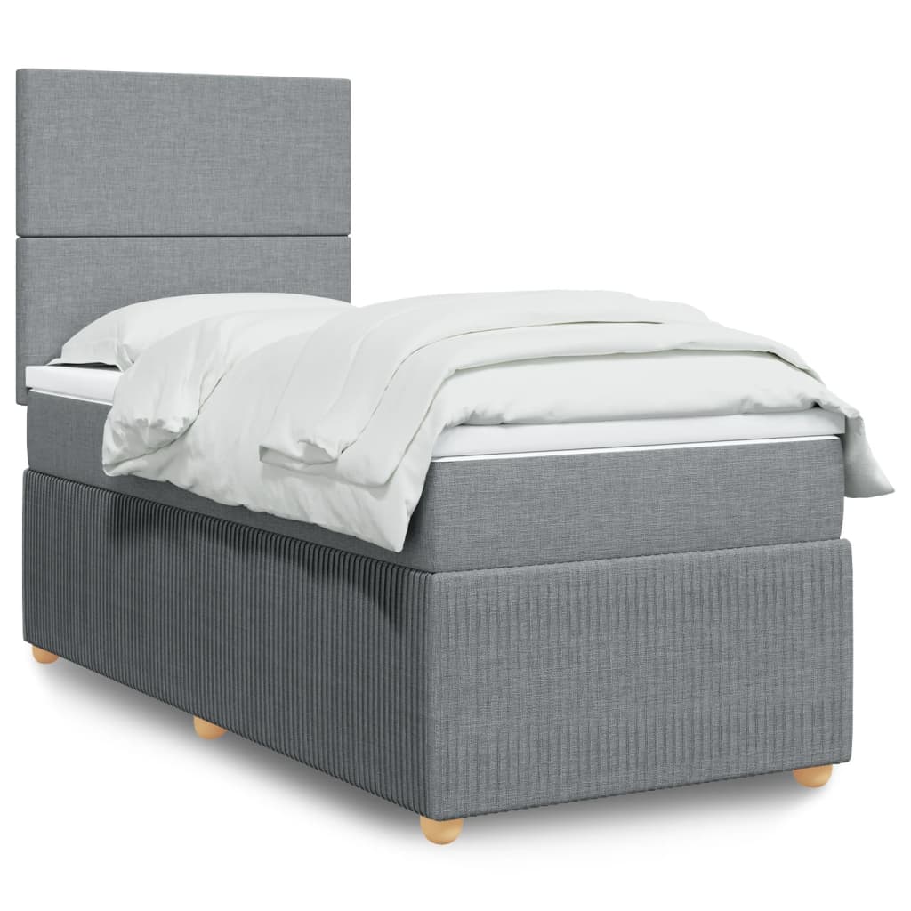 Box Spring Postel S Matrací Textil Světle Šedá