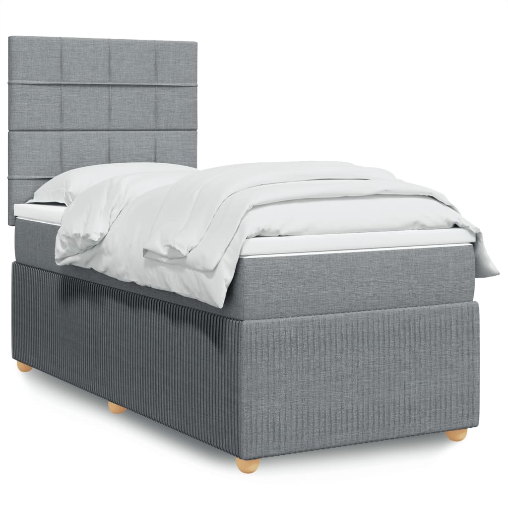 Box Spring Postel S Matrací Textil Světle Šedá