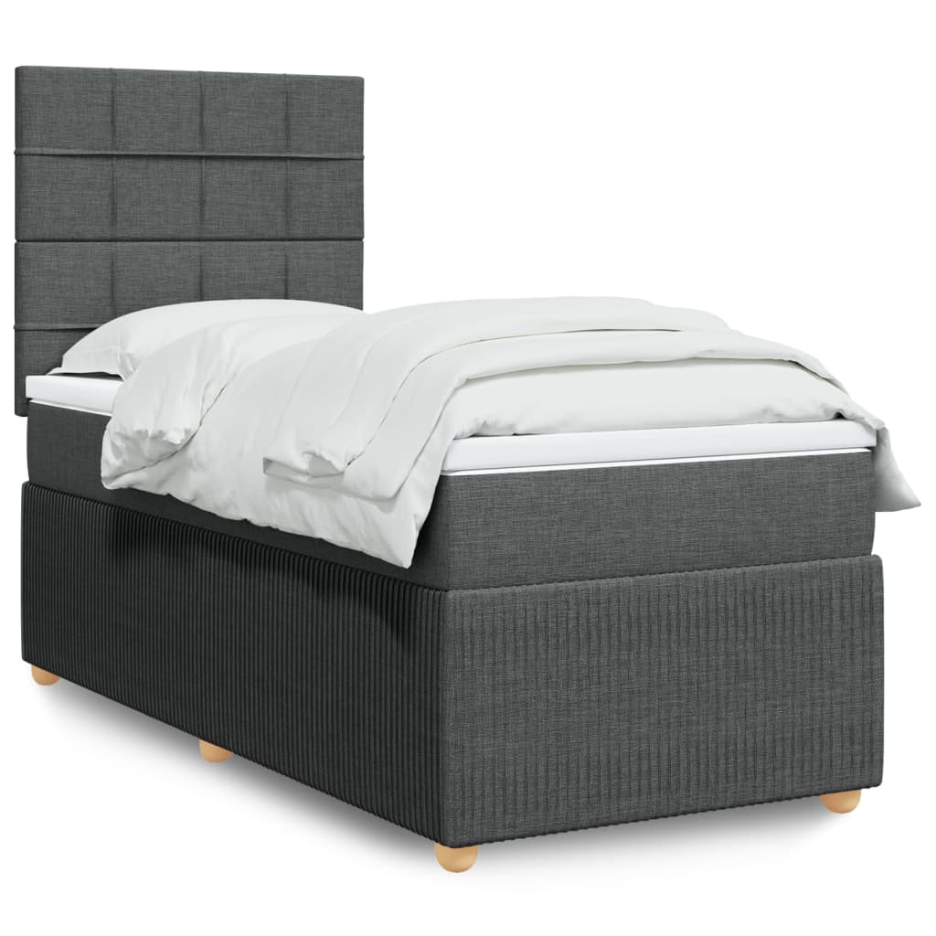 Box Spring Postel S Matrací Textil Tmavě Šedá