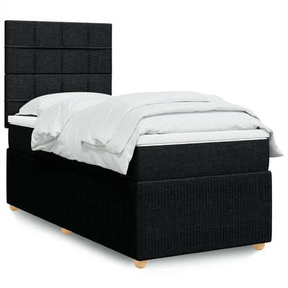 Box Spring Postel S Matrací Černá Textil Černá