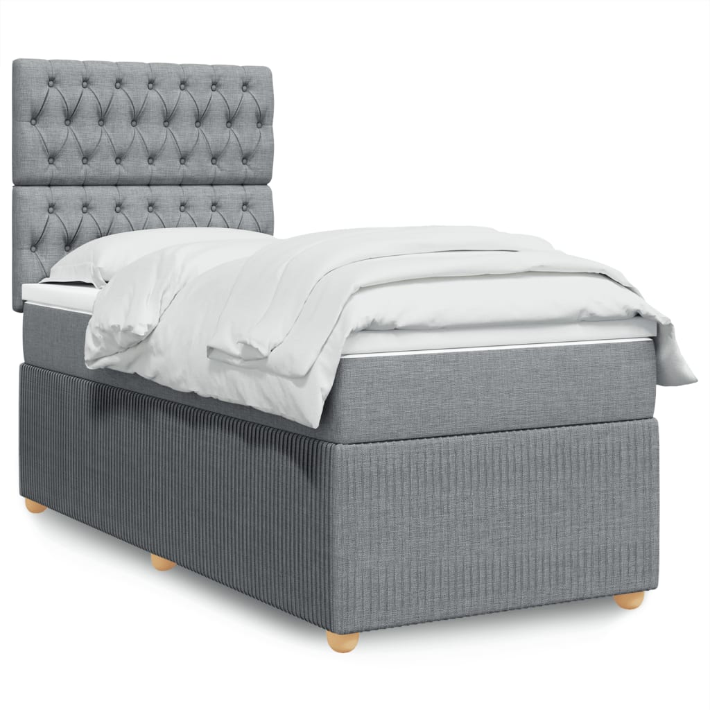 Box Spring Postel S Matrací Textil Světle Šedá