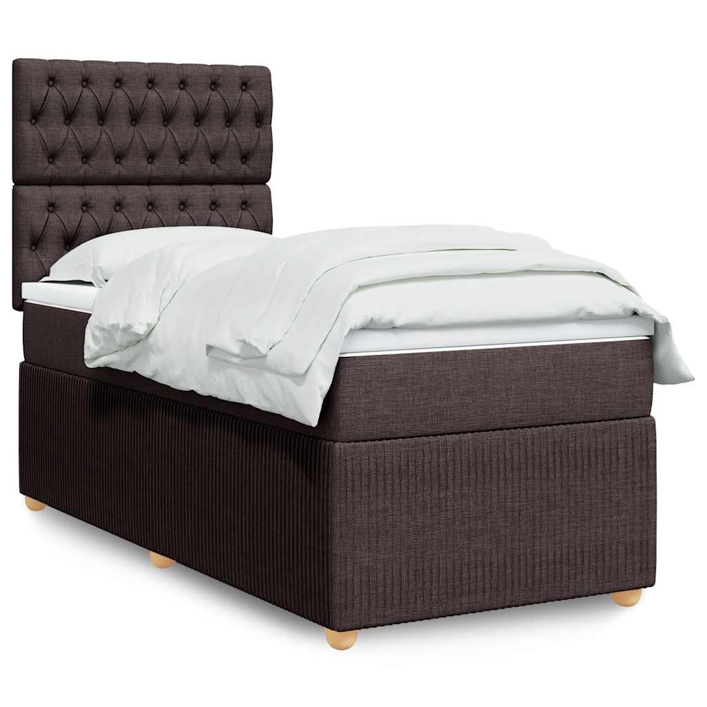 Box Spring Postel S Matrací Textil Tmavě Hnědá