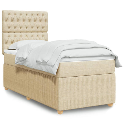 Box Spring Postel S Matrací Textil Krémová