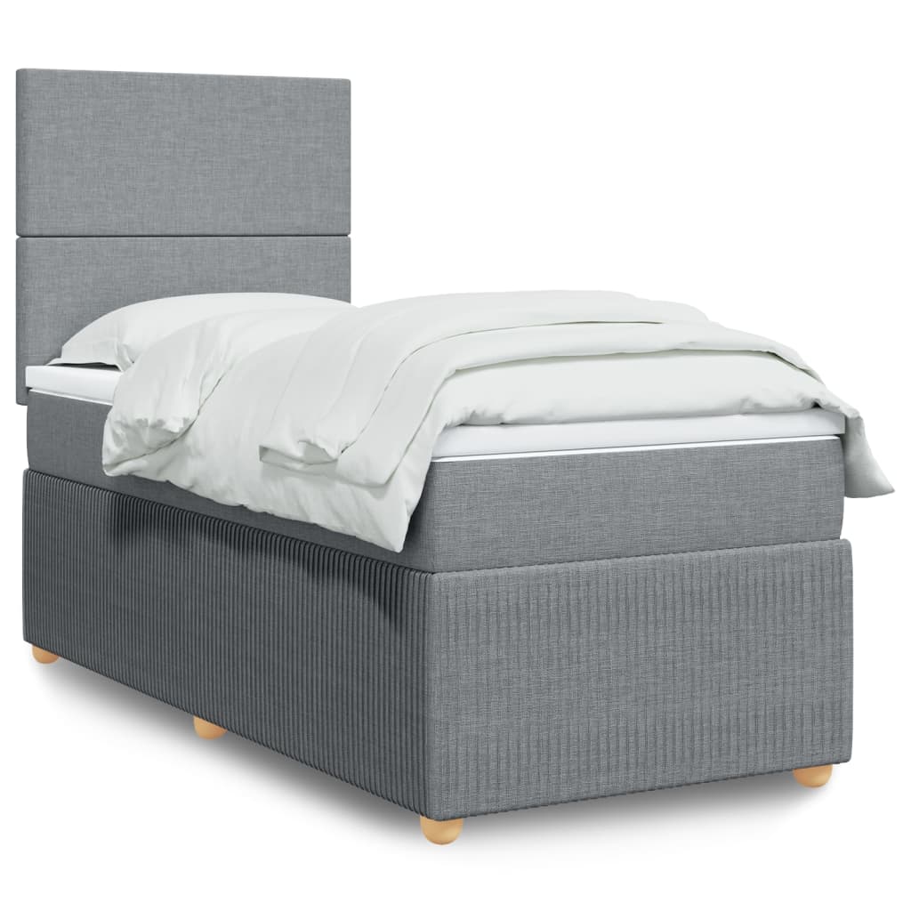 Box Spring Postel S Matrací Textil Světle Šedá