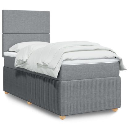 Box Spring Postel S Matrací Textil Světle Šedá
