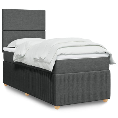Box Spring Postel S Matrací Textil Tmavě Šedá