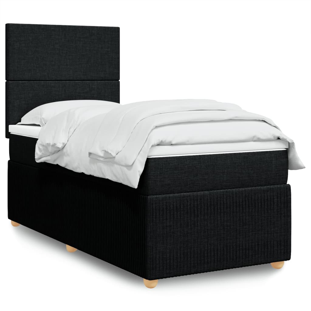 Box Spring Postel S Matrací Černá Textil Černá