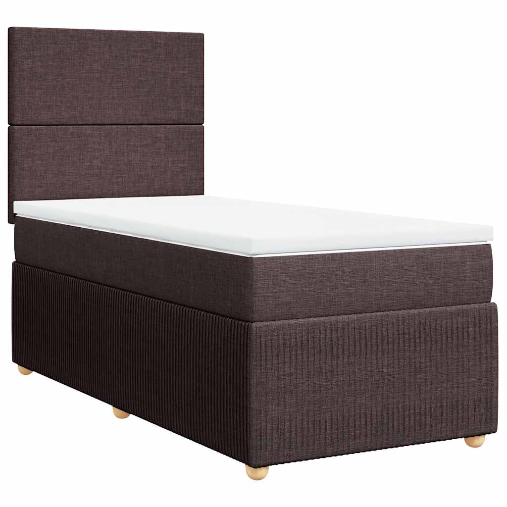 Box Spring Postel S Matrací Tmavě Hnědá 100 X 200 Cm Textil