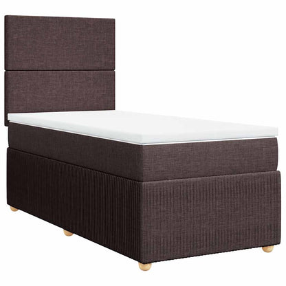 Box Spring Postel S Matrací Tmavě Hnědá 100 X 200 Cm Textil
