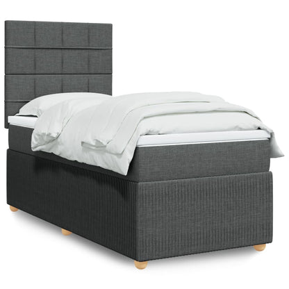 Box Spring Postel S Matrací Textil Tmavě Šedá