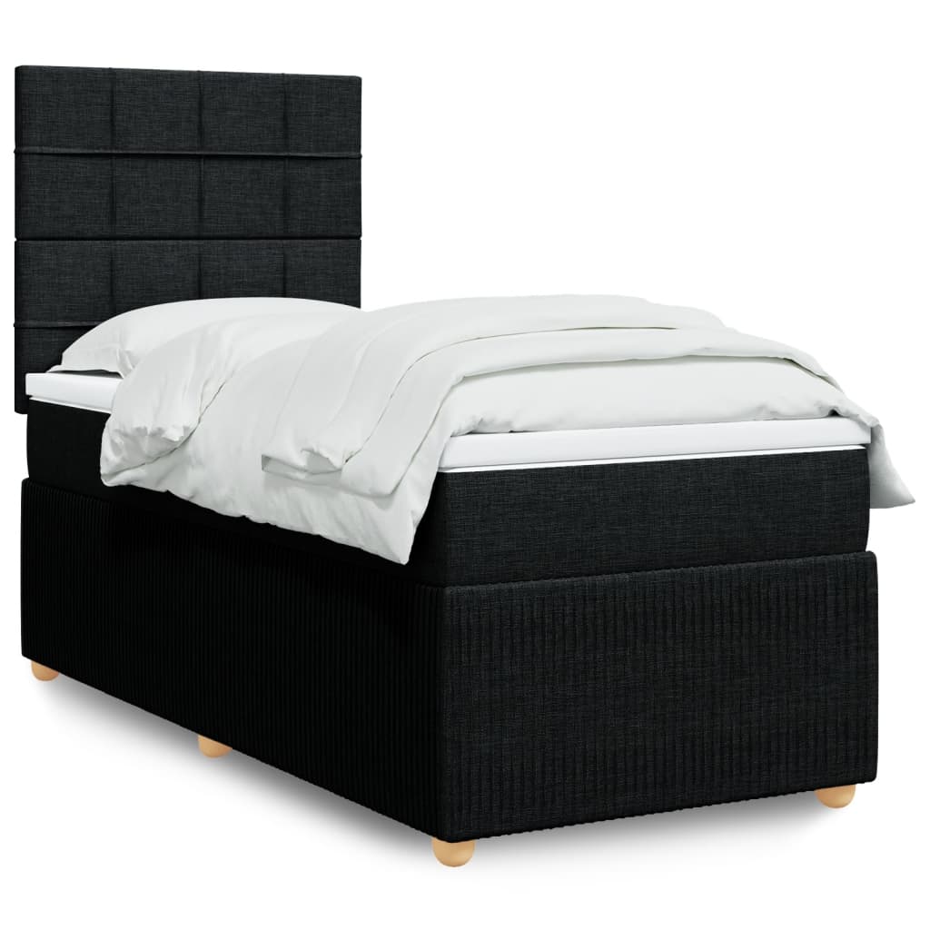 Box Spring Postel S Matrací Černá Textil Černá