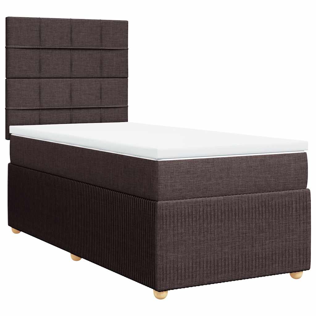 Box Spring Postel S Matrací Tmavě Hnědá 100 X 200 Cm Textil