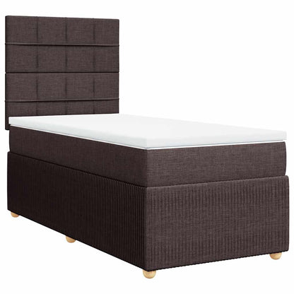 Box Spring Postel S Matrací Tmavě Hnědá 100 X 200 Cm Textil
