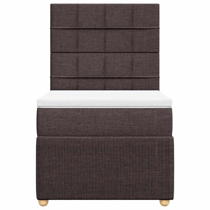 Box Spring Postel S Matrací Tmavě Hnědá 100 X 200 Cm Textil