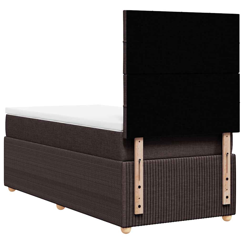 Box Spring Postel S Matrací Tmavě Hnědá 100 X 200 Cm Textil