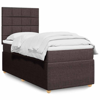 Box Spring Postel S Matrací Tmavě Hnědá 100 X 200 Cm Textil
