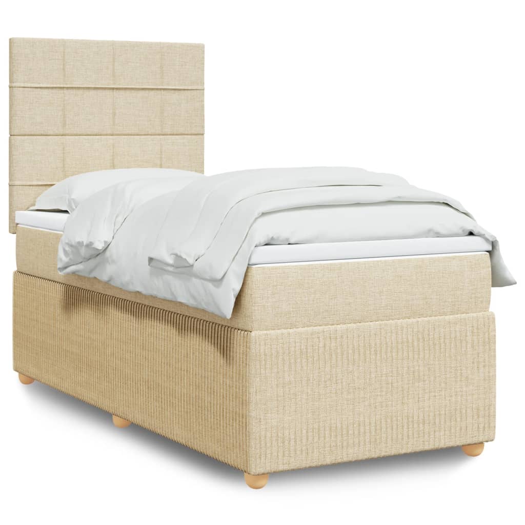 Box Spring Postel S Matrací Textil Krémová